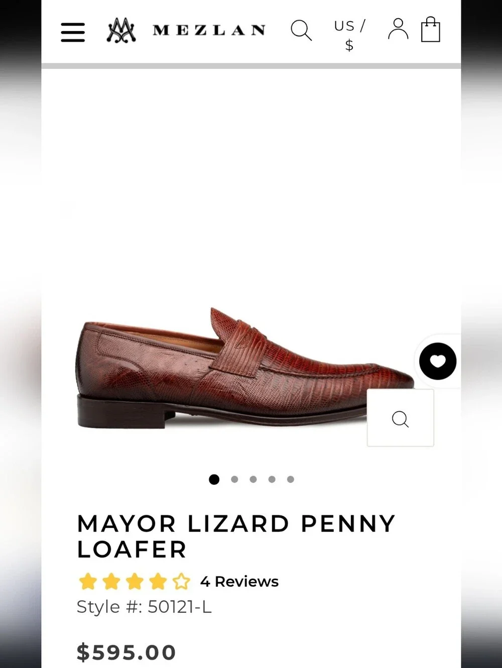 Mezlan Brown Lizard-Texture Leather Slip-On Loafers